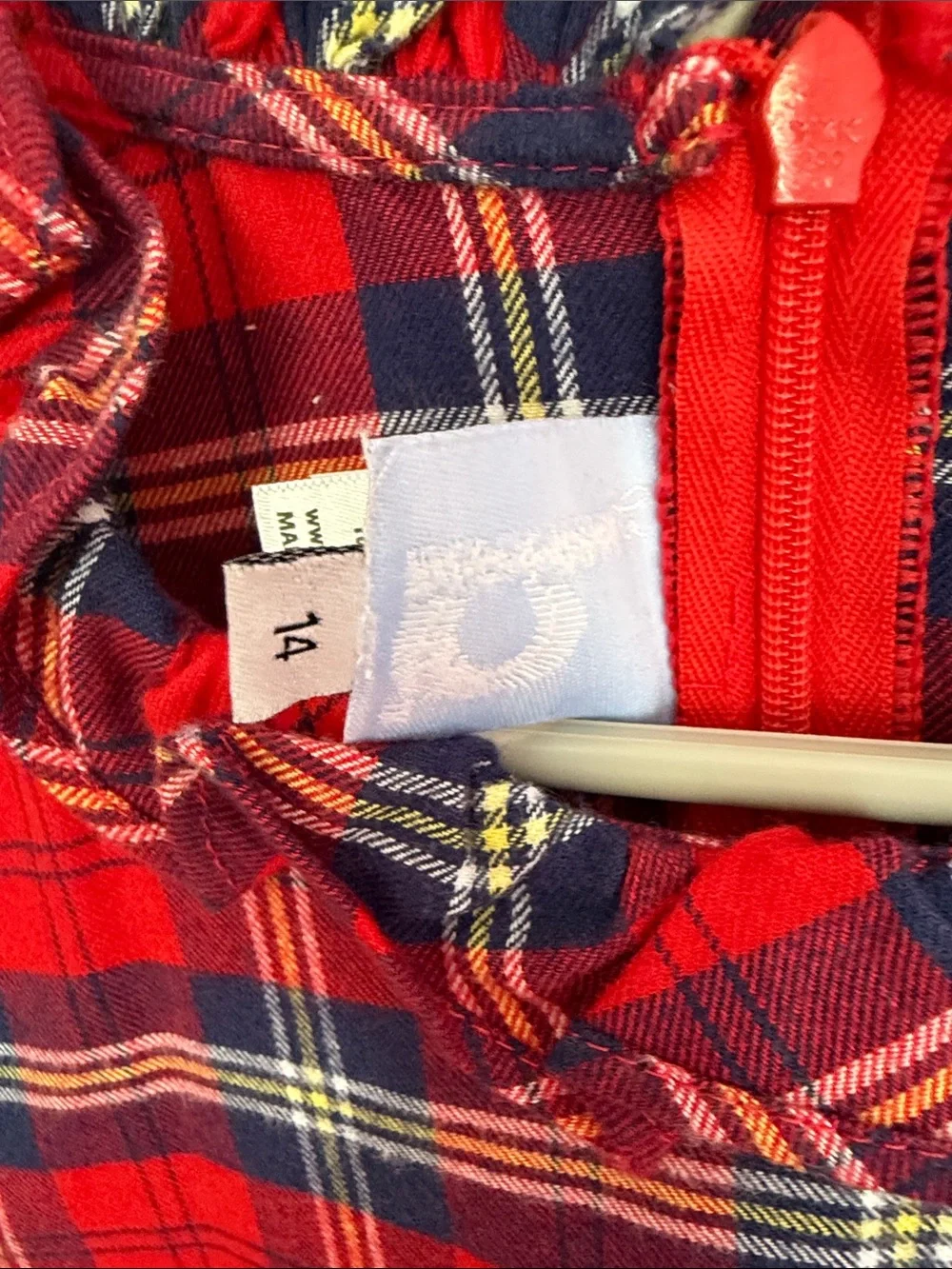 Red Plaid Flannel Ruffle-Neck Tunic Dress